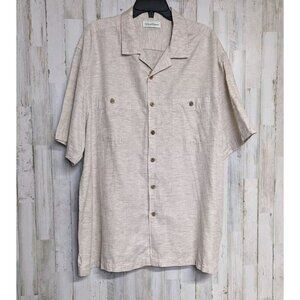 CARIBBEAN XL Camp Shirt Tan Khaki Beach Summer NEW